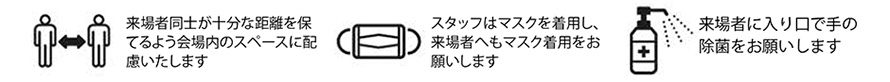 会場での新型コロナウィルス感染予防対策